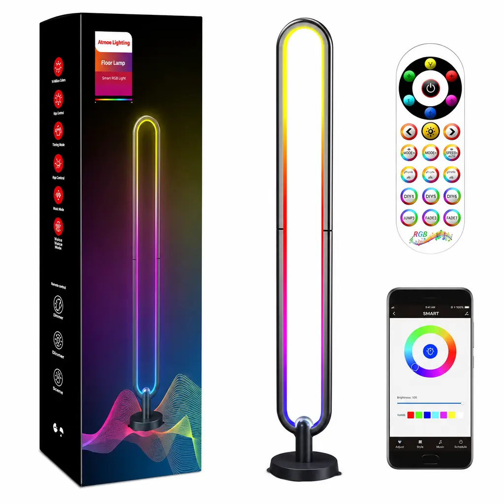 Smart RGB LED Floor Lamp with App,Remote Modern U-Shaped Standing Lamp Smart RGB LED Floor Lamp with App,Remote Modern U-Shaped Standing Lamp