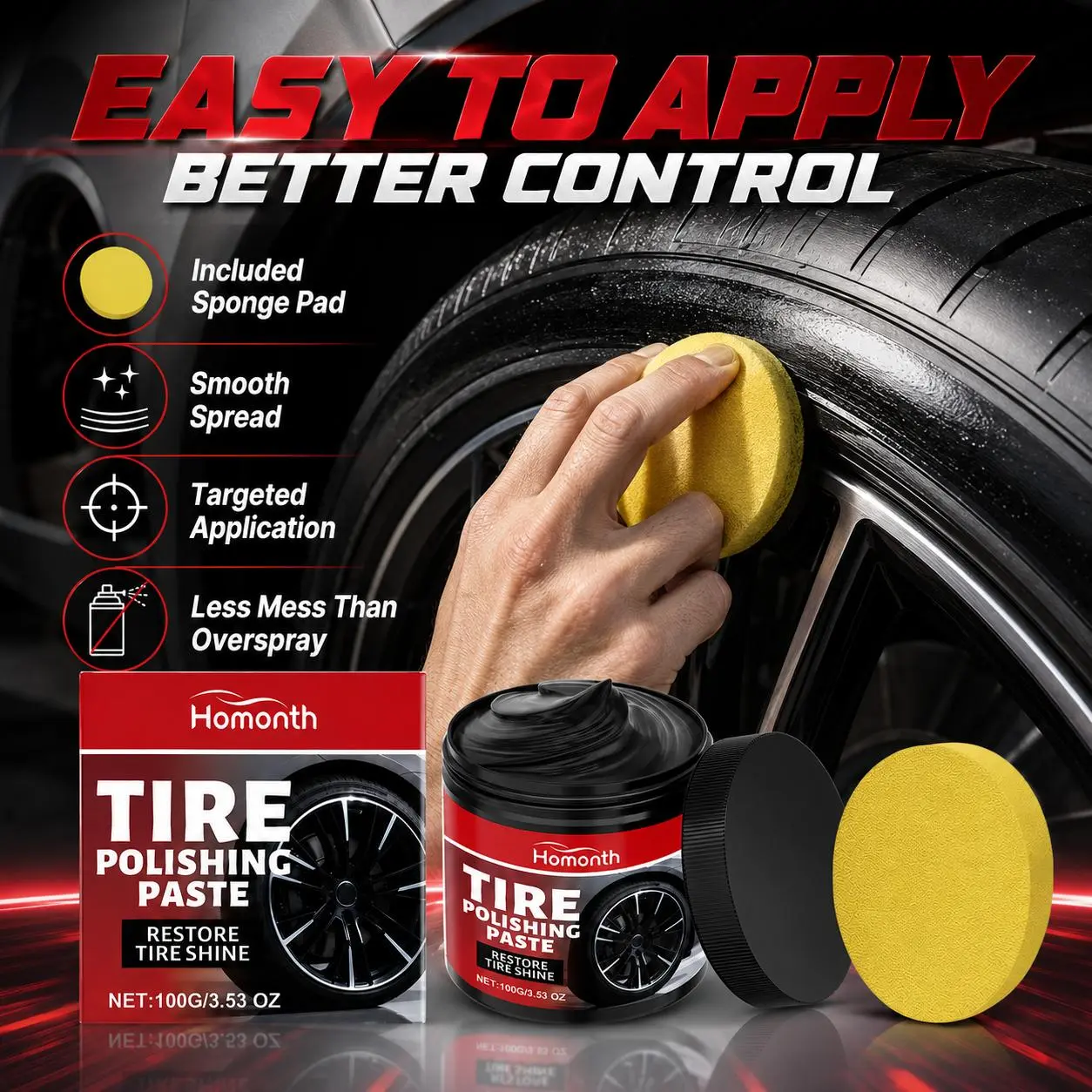 Tire Gloss Protectant Long Lasting Tire Shine Wax Deep Black Tire Restorer Maintenance Coating UV Protection Durable High Gloss Finish