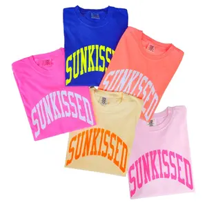 Neon Comfort Colors Blue Sunkissed Shirt Summer Tees Oversized Tshirt Preppy Shirts Beachy Tees Preppy ClothesShirt Trendy Summer T-Shirt
