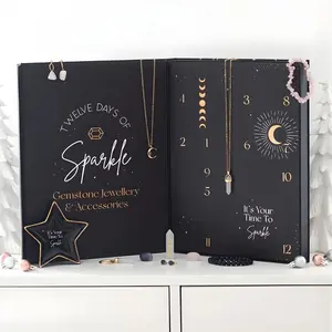 Down To Earth 12-Day Jewelry Advent Calendar with Genuine Amethyst Rose Quartz & Clear Quartz Gemstone Jewelry Accessories for Sparkle and Comfort