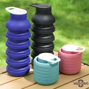 Collapsible Silicone Water Bottle Portable Leakproof Reusable Foldable Drinking Bottle 600ML With Carabiner For Outdoor Sports Camping Hiking Cycling And Travel Available