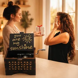 You are my sunshine music box hand crank music box wooden music box laser engraved music box vintage keepsake no battery needed romantic gift birthday anniversary wedding mothers day