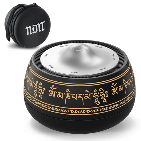Rechargeable Electronic Tibetan Singing Bowl Percussion Instrument - 8 Chakra Modes (Crown-Root), Calming Relaxation Device with Timer, Auto/Manual Mode, Vibration, Sound Therapy Tool, Storage Bag, Cool Gift for Adults, Rechargeable Battery