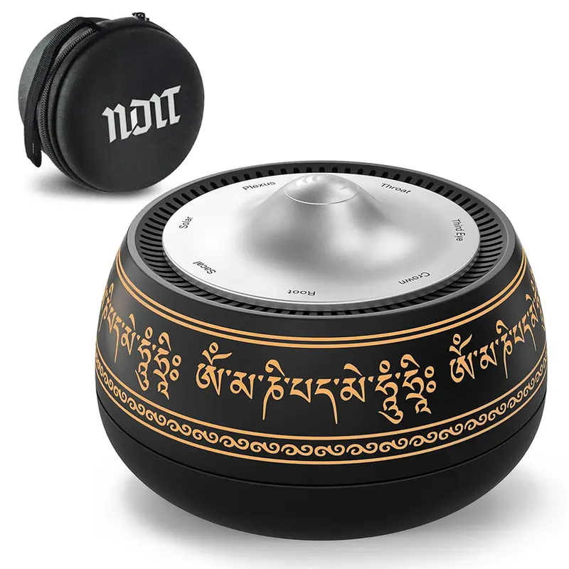 Rechargeable Electronic Tibetan Singing Bowl Percussion Instrument - 8 Chakra Modes (Crown-Root), Calming Relaxation Device with Timer, Auto/Manual Mode, Vibration, Sound Therapy Tool, Storage Bag, Cool Gift for Adults, Rechargeable Battery