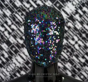 Lace Haute Couture Mask with Multi Colorful Sequins Mask Design -  V.2