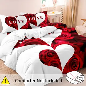 Rose Print Bedding Set, Decorative Bedsheet Sets, Includes 1 Fitted Sheet and 2 Pillowcases, Soft Polyester Fabric, Perfect Home Bedroom Decor, Suitable for Home and Hotel