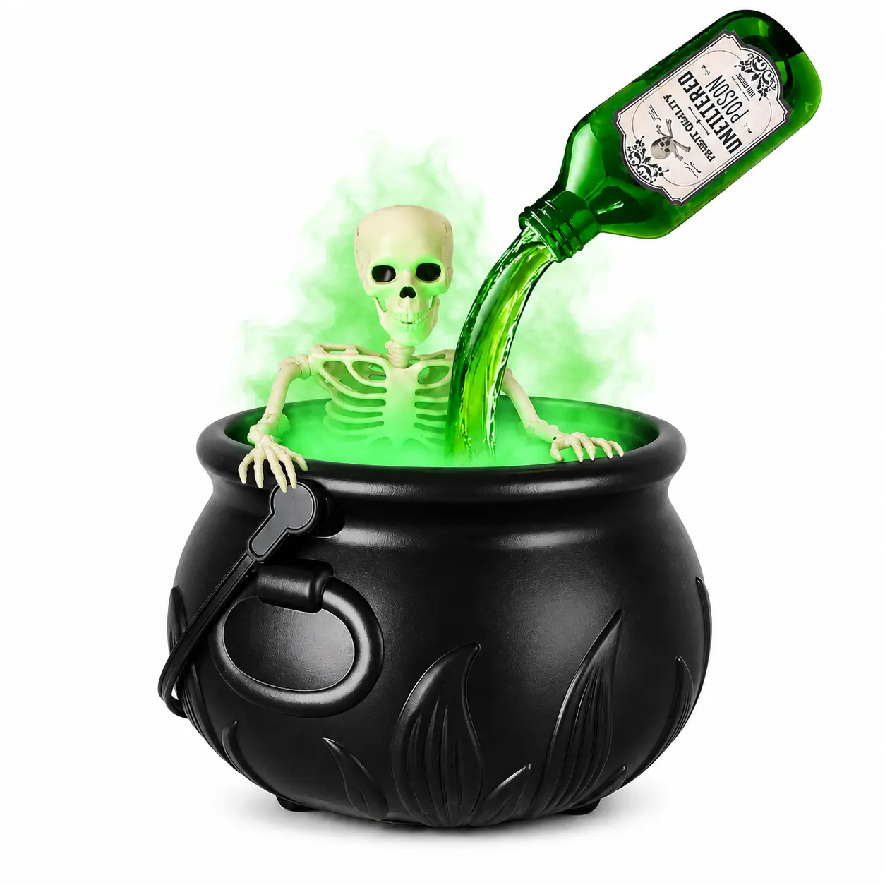 Magical Floating Potion Cauldron - with Bubbling Diffuser, Vintage Witch Kitchen Decor for Halloween, Indoor Tabletop Centerpiece
