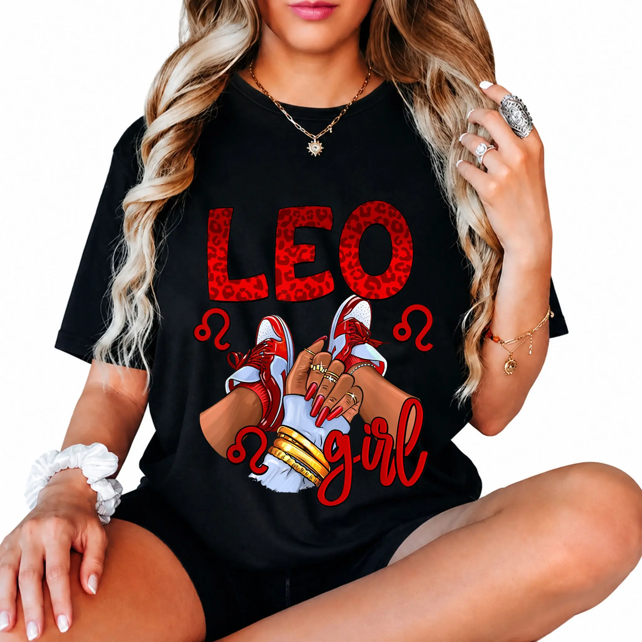 100% Cotton Leo Girl Birthday Women Sneakers Zodiac Sign Bday T-Shirt