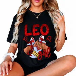100% Cotton Leo Girl Birthday Women Sneakers Zodiac Sign Bday T-Shirt