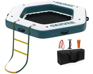 Inflatable Water Hammock Floating Dock Mesh, 8FT Sunchill Float Ring Heavy Duty River Floats Lake Raft for Pool Float Island Platform Pad Mat Party