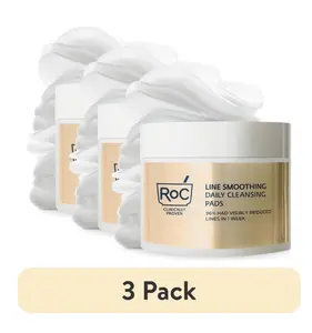 (3 pack) RoC Resurfacing Disks, Hypoallergenic Exfoliating Makeup Remover Pads Oil-Free Daily Cleanser, 28 Ct