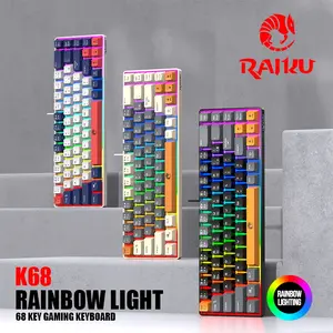 RGB Gaming Keyboard with RGB Lighting, Mini 60% Mechanical Keyboard, 68 Key Ultra-Thin Film Switch, Dual-Color Injection Keys, USB Plug-And-Play