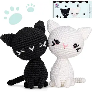 Crochet Kit for Beginners, Crochet Starter Kit with Step-by-Step Video Tutorials, Crochet Animal Kits for Adults, DIY Craft Supplies (Magical Cats)