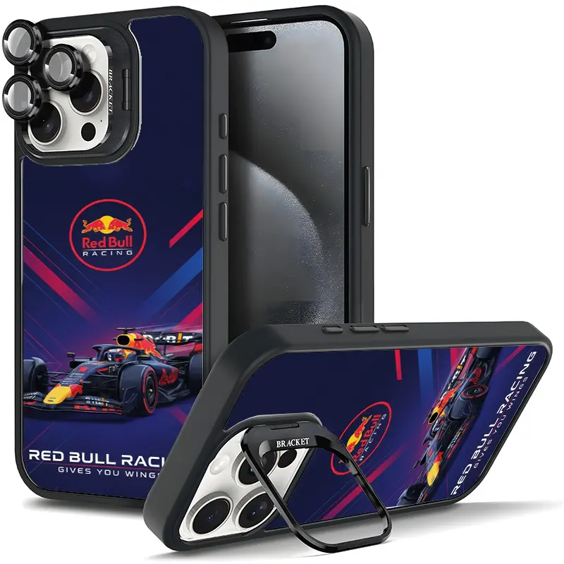 Motorsport Racing Team Logo Protective Phone Case - Deep Blue Aesthetic, Tough Casing, Durable Metal Camera Lens Frame, Bracket Stand, TPU Full Protection, Film Holder for Samsung, iPhone 17/AIR/16/15/14/13/12/11 PRO PLUS MAX (11X-L1160), Anti-Dr