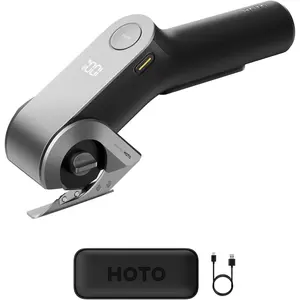 EdgeFlow Cordless Electric Scissors, Titanium Blade & LED Display, Rechargeable Cardboard Box Cutter, Self-Sharpening & Tool-Free Easy-Swap, Safety Lock, for Cardboard, Carpet, Leather, Crafting