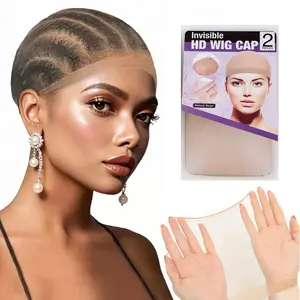 Skinlike Real HD Wig Caps 2 Pieces Ultra-thin Invisible and Breathable Stretchy Stocking Sheer Caps for Women Lace Front Wig One Size Fits All Summer Sweat-Proof Comfortable Secure Fit Daily Wear Beginner Friendly