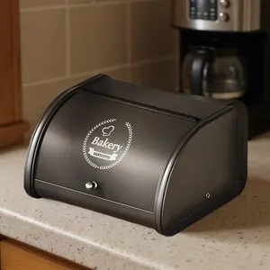 Holder Bread Container with Roll-up Lid Retro Kitchen Storage Box Large Capacity Countertop Bread Storage Bin Stainless Steel for Cookies & Baked Goods Fresh Loaves