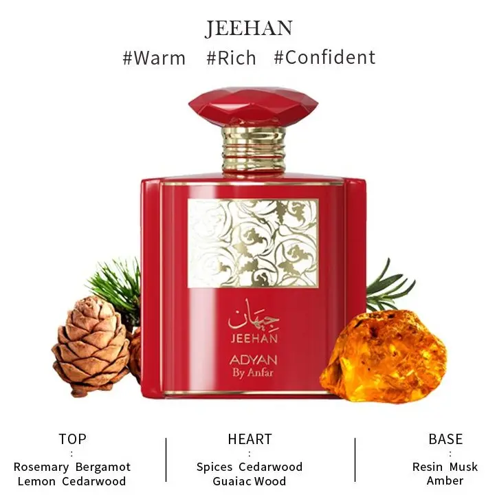 Adyan Jeehan Luxury Dubai Arabic Women's EDP Perfume - 3.4 fl oz, Long-Lasting Citrus-Infused Exotic Elegant Fragrance with Bergamot, Lemon, Vanilla & Amber Notes (Perfumes for Women)