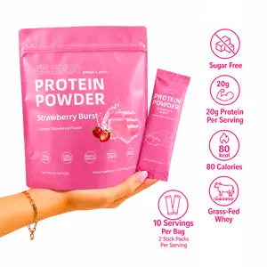 Clear Protein Powder Strawberry Burst, 20g Protein Per Serving, Grass-Fed Whey Isolate Drink Mix, Fast-Absorbing Protein for Muscle Recovery, Light & Refreshing Creamy Strawberry Flavor, 10 Servings