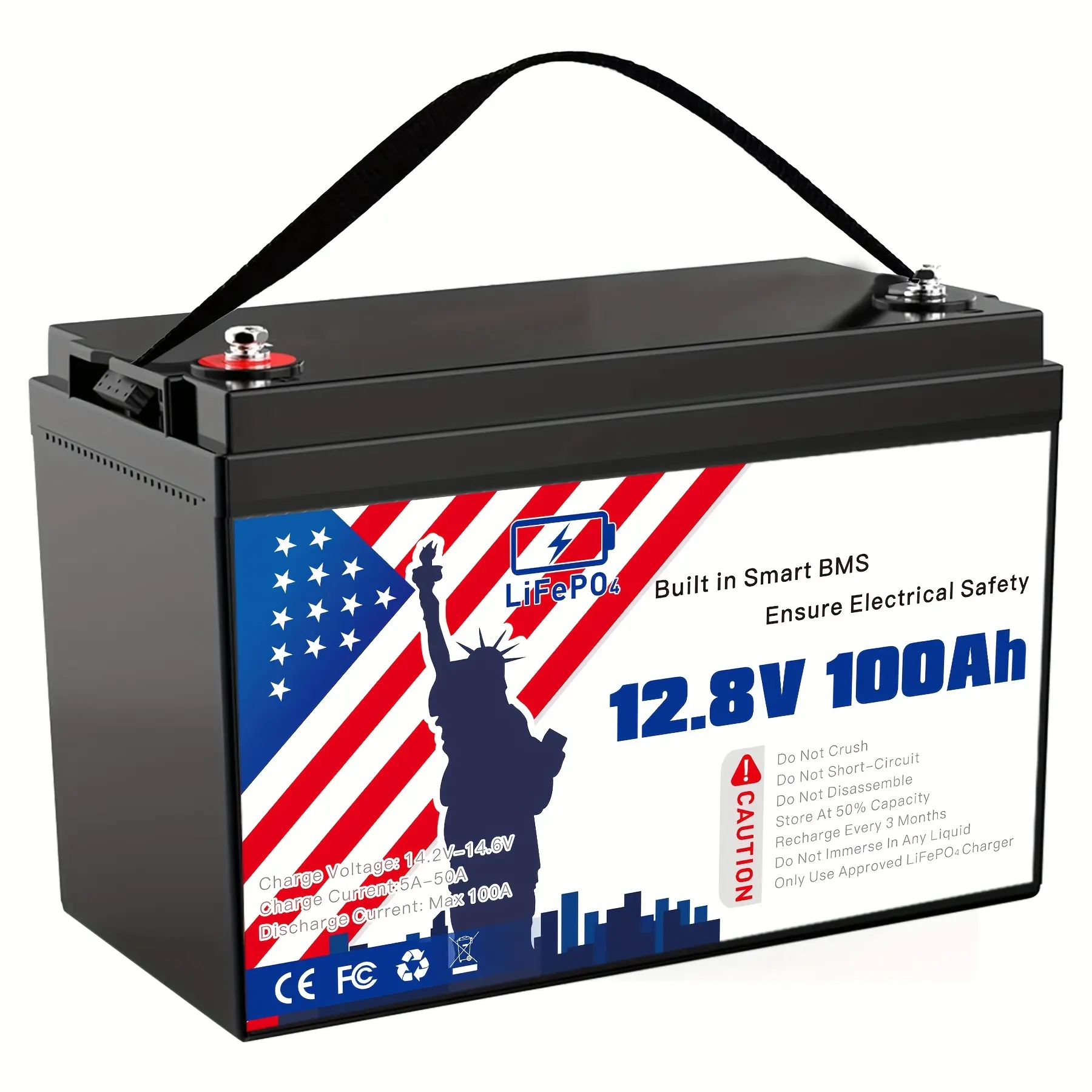 12 Volt Group 31 Lithium Boat Battery, 100Ah Lifepo4 Rechargeable Battery with 100A BMS And Low-Temperature Protection, Capable of Up to 15000 Cycles, Ideal for Rvs, Camping, Solar Power, Off-Grid Use, Marine Applications, Trolling Motors, Yachts