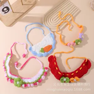 Viral Handmade Pet Knit Collar Cute DIY Scarf for Cats & Small Dogs Polyester Fiber Adorable Pet Accessory Soft Comfortable Handmade Design