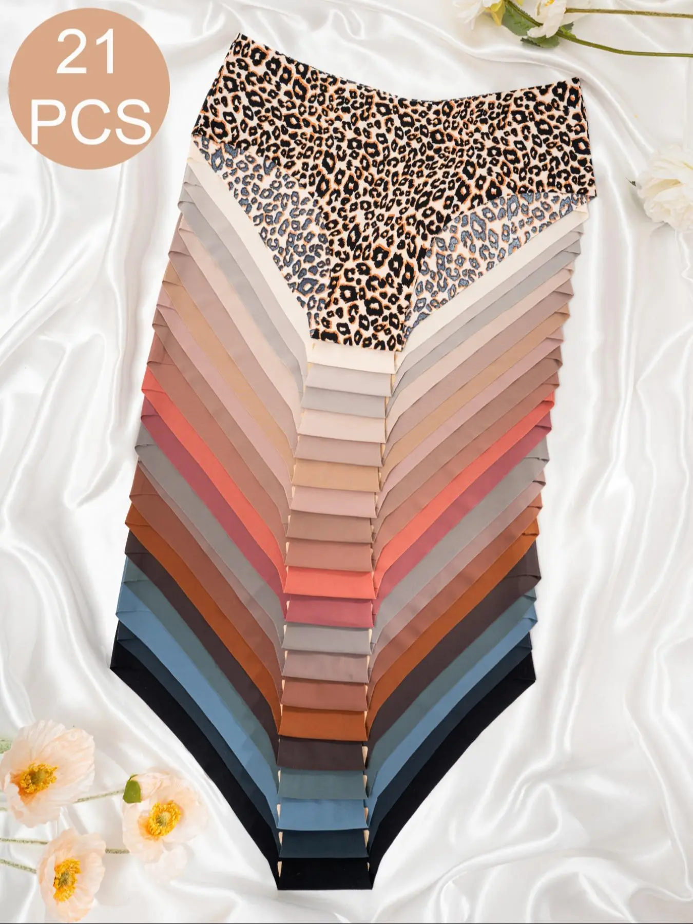 Women's 21pcs Solid Color Panty, Soft Comfy Breathable Fit Seamless Knicker for Daily Wear, Multipack Underwear for All Seasons