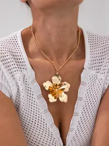 Boho Style Flower Design Pendant Necklace, Fashion Jewelry for Party, Daily Clothing Decor, Trendy All-match & Exquisite Jewelry for Birthday Gift