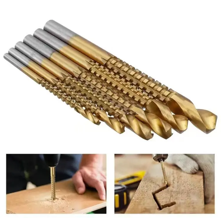 High Speed Steel Sawtooth Edge Spiral Auger Drill Bit Set - Power Tool Accessory for Drilling, Grooving, Woodworking, Electric Tool Compatibility, Punching & Positioning, Spiral Auger Drill Bit Sets
