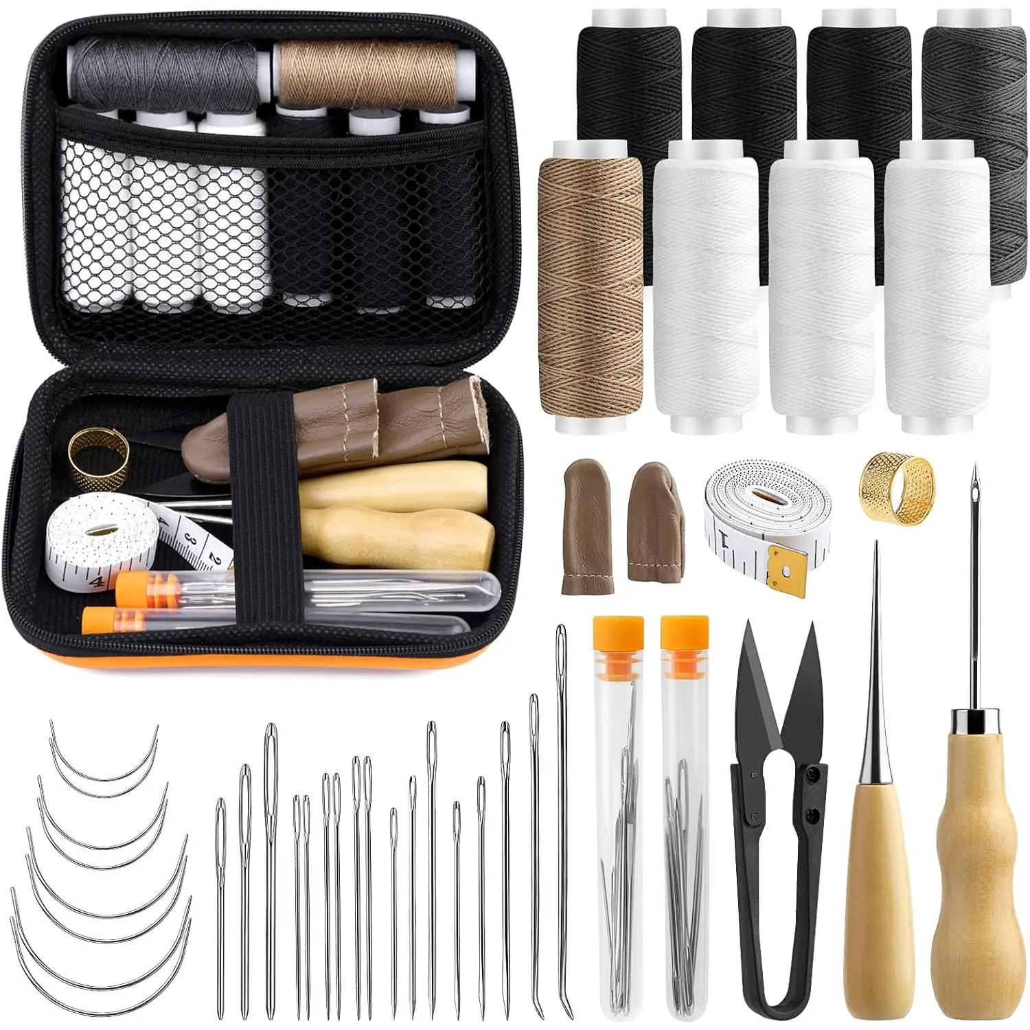 Sewing Kit for Adults, 38 count Heavy Duty Sewing Kit,  and Thread Kit with Hand Sewing  8 Upholstery Thread, Upholstery Repair Kit for Carpet Canvas DIY Sewing Repair