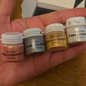Edible Coloring Glitter Shimmer 4 pcs - Luster Dust Edible Baking Ingredients for Creative Fun Chocolate Candy Drinks Cookie Icing Buttercream