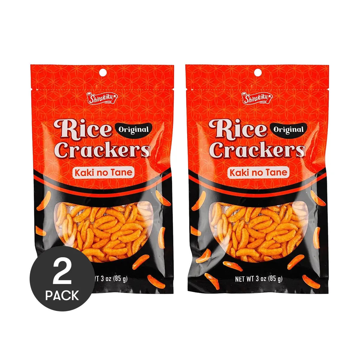 SHIRAKIKU Japanese Kaki No Tane Rice Crackers - Original Flavor 85g (2 Packs) | Perfect Snack for Drinks 🍶