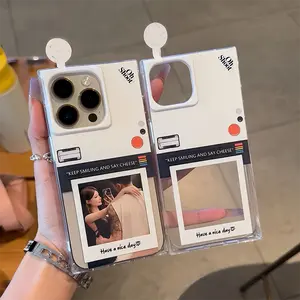 Vintage Polaroid Frame Phone Case for use with iphone 17 air 16 pro max 15 plus 14 pro 13promax Sharp-edged Square phone cases for iphone12/11 XS /XSMAX phone case for Mens girlish/girly trending Photo Insertable