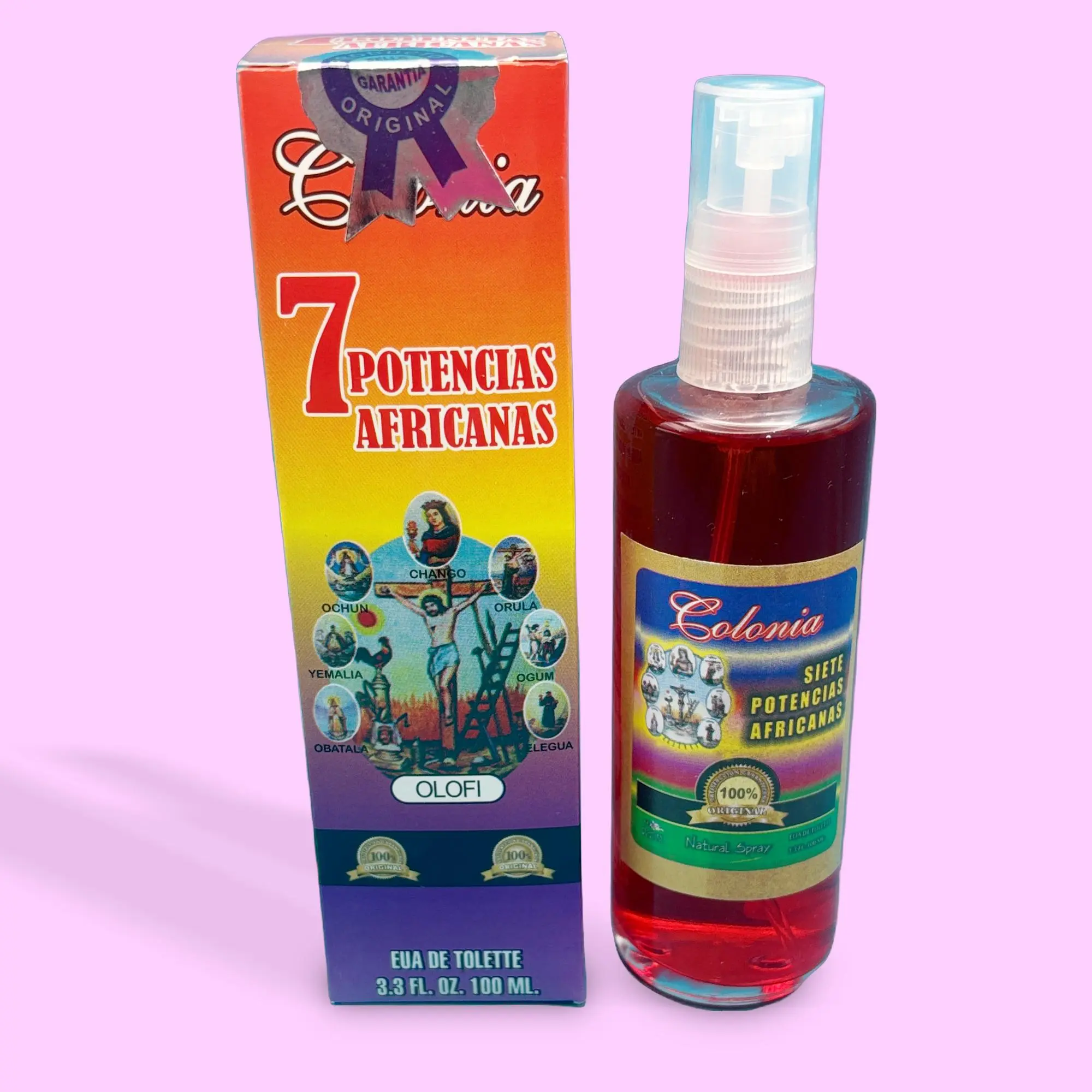 7 African Powers Spray Cologne that Contains Crystals, Unisex Fragrance for Spiritual Use (7 Potencias Africanas), Single Item, Bottle