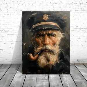 2D Flat, 2D Flat, 1pc of Frameless Artwork Featuring a Vintage-Style Old Sailor Print on Canvas, a Trendy And Affordable Poster, Wall Art Decoration for WC, Living Room, Bedroom, Office, Dining Room, And Bar Wall Decor, Painting, Print, Artwork