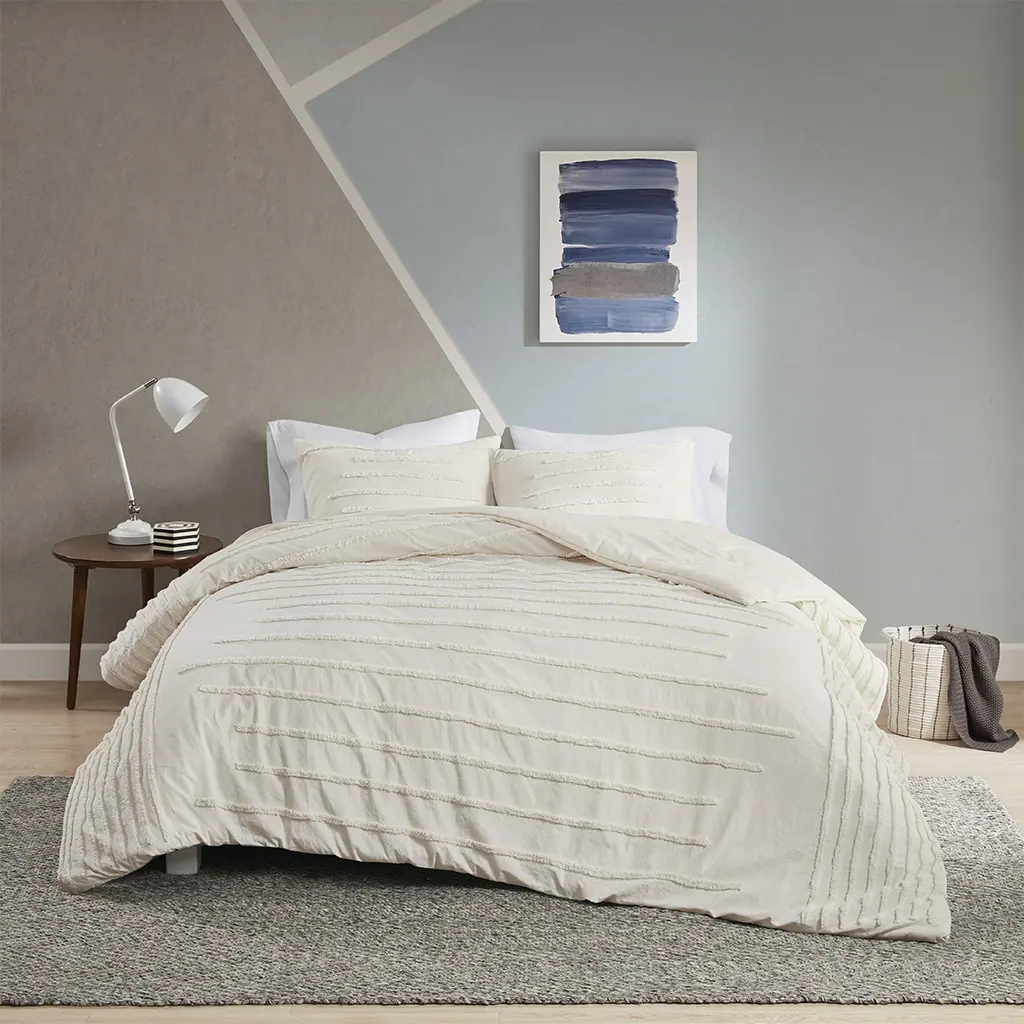 3 Piece Cotton Chenille Comforter Set