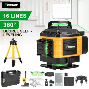 Pro-Grade 16-Line 4D Green Cross-Line Laser Level, Self-Leveling with Strong Magnetic Base,Includes 2x3000mAh Rechargeable Batteries & 39" Adjustable Tripod, for PrecisionIndoor/Outdoor Construction, Tiling, Framing, and Professional Renovation