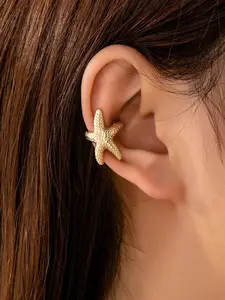 1pc Starfish Ear Cuff, Ocean Theme Ear Clip Earrings For Women, Marine Life Starfish Clip-On Earrings Suitable For Beach Holiday Outfits