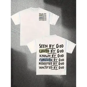 180g[100%cottoDouble-Sided Digital Printed T-Shirt Religious Scripture Seen By God Loved By God Design 1Pcs Casual Soft Short Sleeve Pure 100% Cotton 220gsm T-Shirt ,UnisexNew Casual T-Shirts For Men And WomenCasual Short-Sleeve T-Shirts For Men And Women