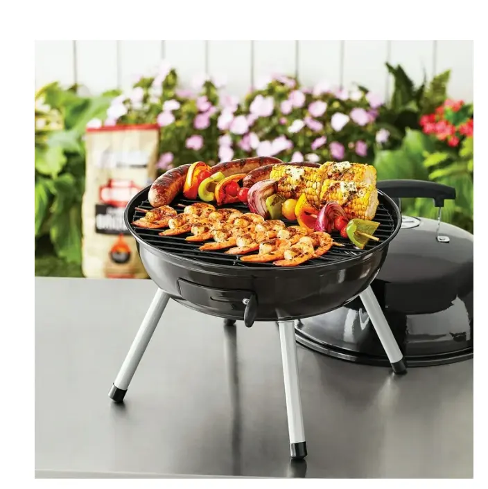 14.5'' Steel Portable Charcoal Grill, Black - Perfect for Outdoor BBQ Set Square