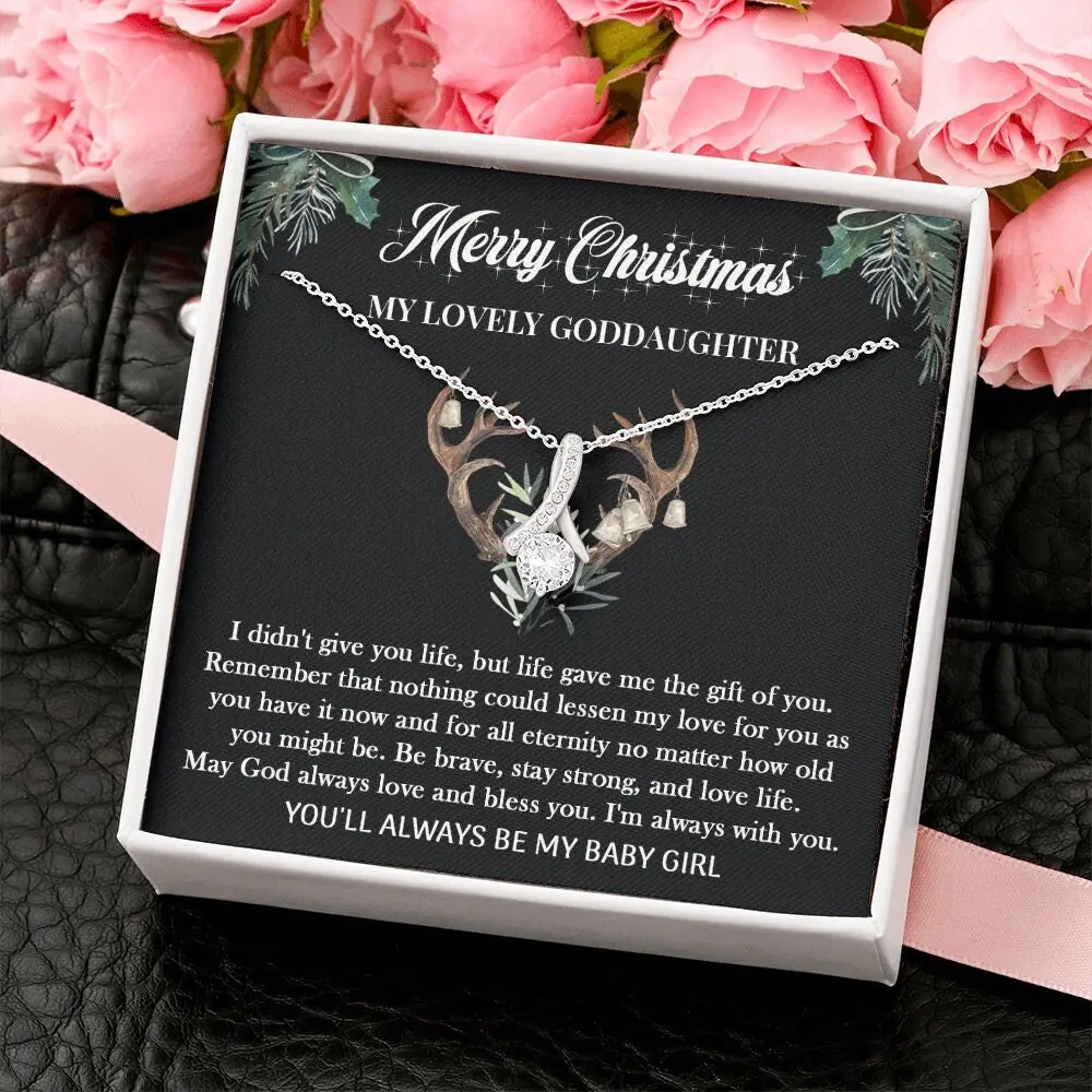 Christmas Meaning Gift For Goddaughter, To Our Goddaughter Gift Ideas, Goddaughter Necklace From Godmother, Jewelry Gift For My Goddaughter., Necklace With Meaningful Message Card Inside