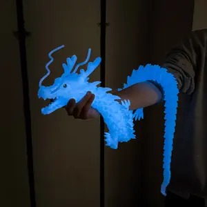 Glowing at night, noctilucent 47.5inch 3D printed dragon model toys, flexible joint animal doll statues, home and office desk decorations, holiday surprise gifts Ornaments Decorative