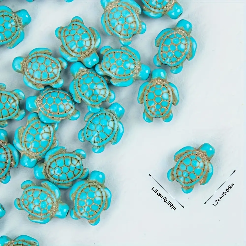 Synthetic Turquoise Blue Turtle Marine Animal Beads - 118/158pcs Iridescent Stone Assortment for DIY Beads Making, Jewelry Crafting (Bracelets, Necklaces)