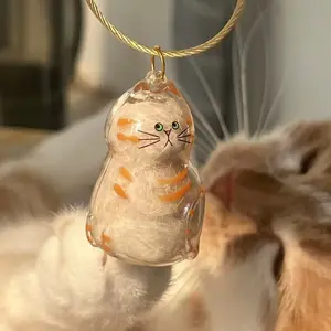 Dog Hair Storage Box Puppy Hair Memorial Keepsake Capsule Pet's Dog Fur Container Transparent Capsule Keychain Souvenirs - Suitable for Cat and Dog Hair Collection Cans, Pet Enthusiast Mourning Gifts-Creative Keychain