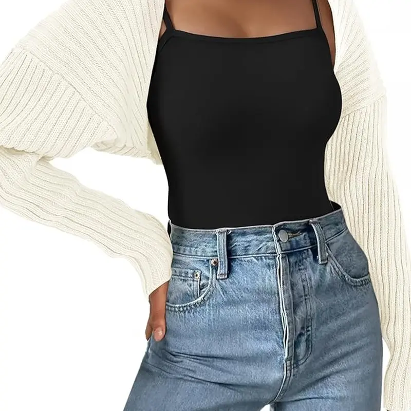 Women's Cropped Cardigan Sweater | Open Front Knit Shrug | Elegant Layering Piece Casual Chic