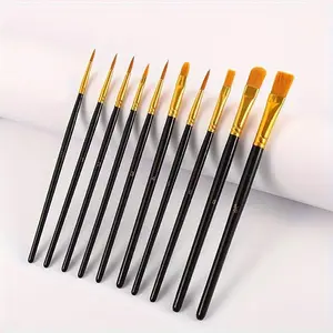 10pcs Nylon Paint Brush Set, Multifunctional Fine Tip Art Brushes for Acrylic, Watercolor, Gouache Painting - Premium Art Supplies
