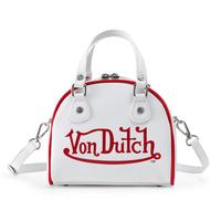 Von Dutch White and Red Two-Tone Bowling Bag
