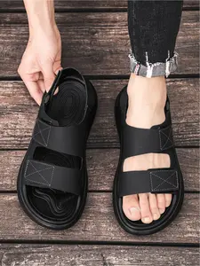 Men's Platform Sport Sandals, Adjustable Strap Open Toe Casual Slides, 2 Ways to Wear, Footwear Slides