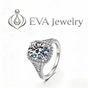 [EVA Jewelry] Cushion Cut 4CT 925 Sterling Silver Synethic Moissanite Ring