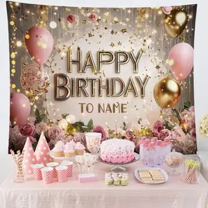 Happy Birthday Letter Pattern Tapestry, Birthday Party Decoration Tapestry, Party Background, Home Decor, Unique Gift, Banners