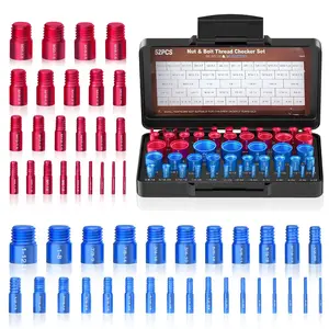 52PCS Nut and Bolt Thread Checker Kit, 28 SAE Standard & 24 Metric Thread Gauge, Bolt Size Finder for Quickly Identify Thread Size